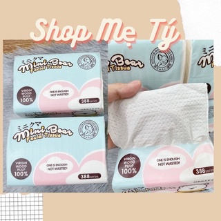 Khăn giấy khô rút Mini Bear Nhật, lau mặt, vệ sinh 300 tờ chuyên dùng cho mẹ và bé Minibear