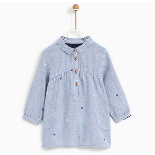 Đầm sơmi dài tay zara cho bé gái 3m-4t d4120