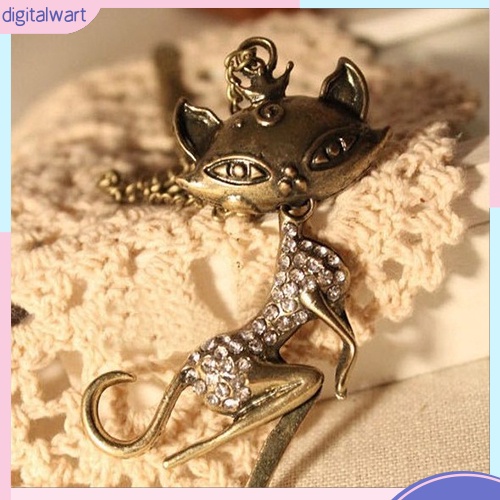 Dây chuyền hình mèo đính đá phong cách quyến rũ thanh lịch dành cho nữ