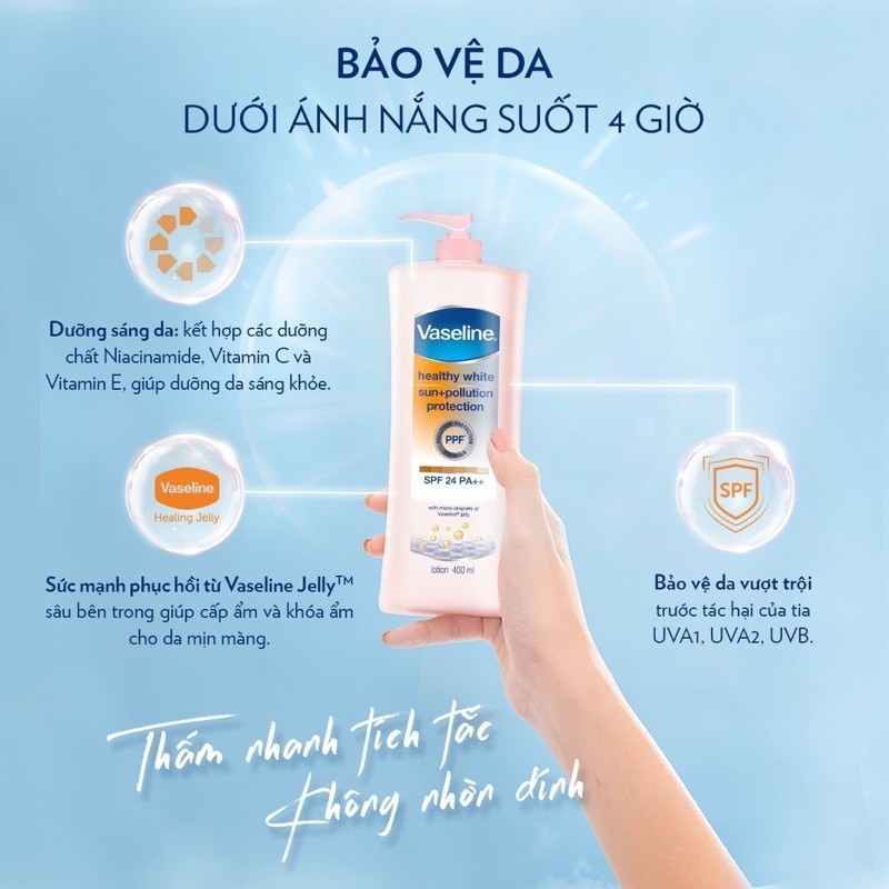 SỮA DƯỠNG THỂ VASELINE TRẮNG DA CHỐNG NẮNG 400ml