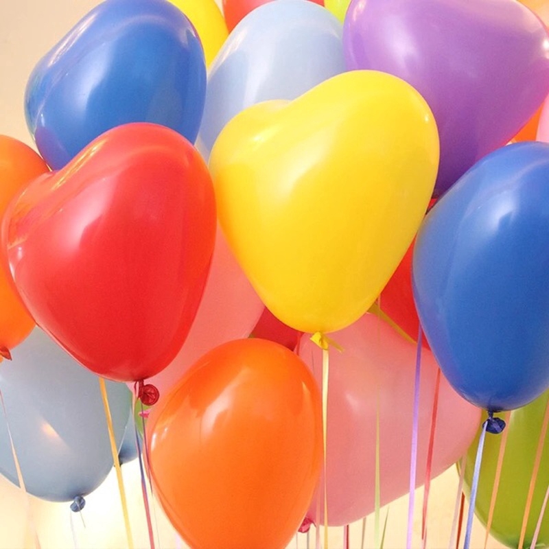 Bộ 10 bong bóng latex hình trái tim kích thước 10 inch dùng để trang trí tiệc cưới