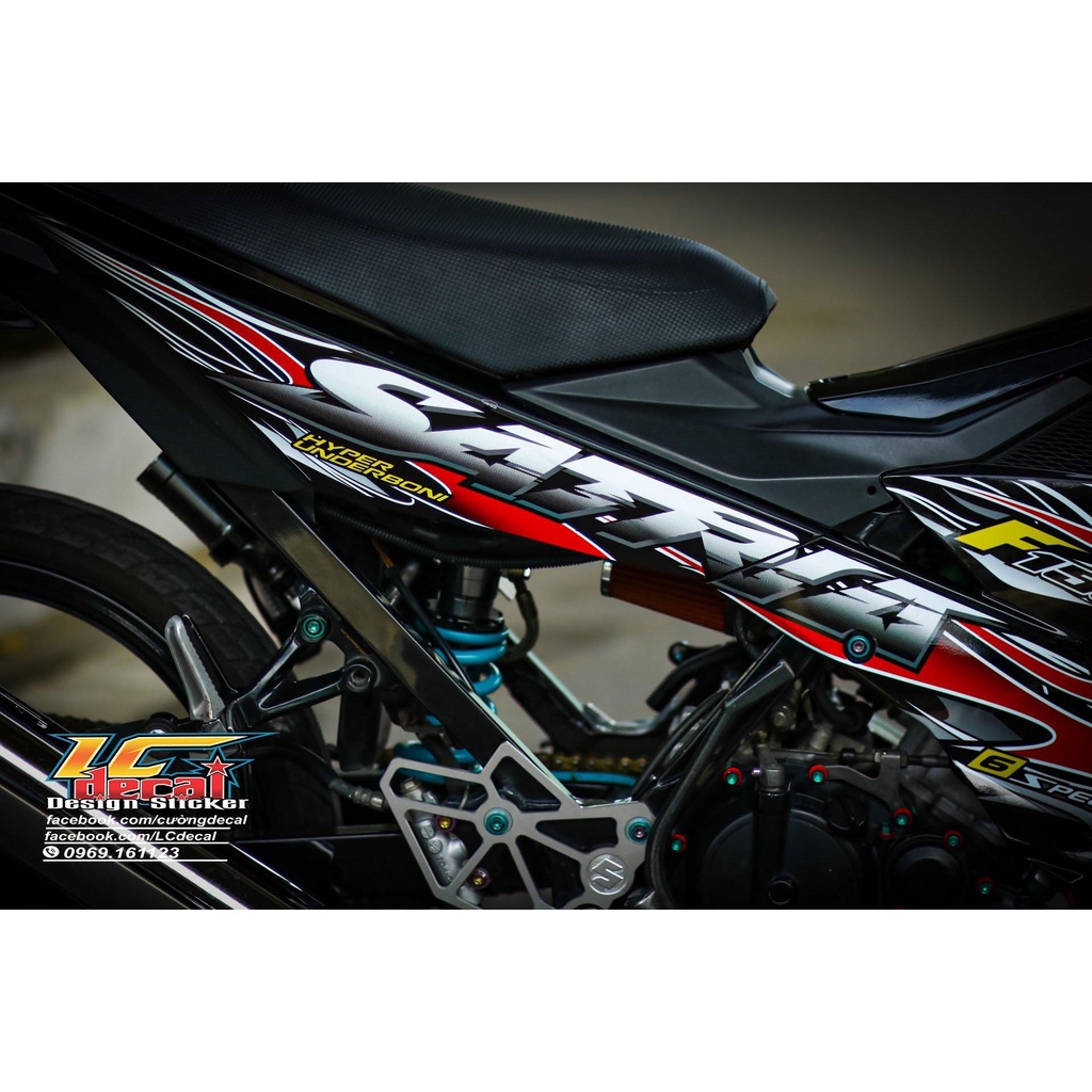 [Siêu Sale] [FreeShip] Tem Decal Rời mẫu Lửa đỏ cho Satria xe đen - có thể đổi chữ Raider