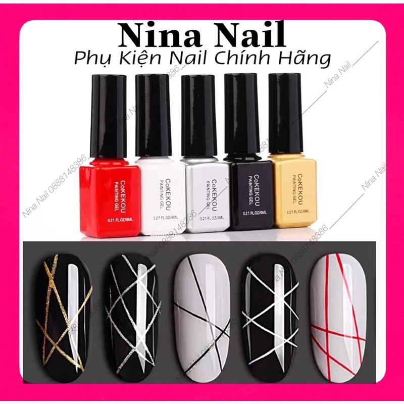 Gel Cọ Nét COKEKOU Vẽ Móng Đủ Màu Hàng Chuẩn Chai 6ml
