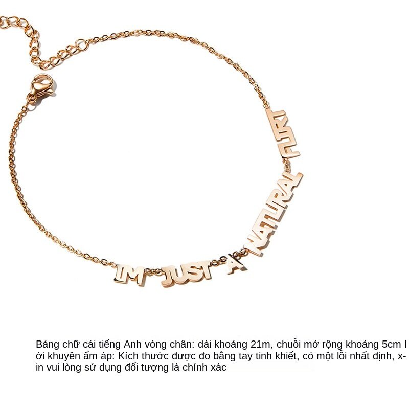 Lắc chân thép titan mạ vàng 18K phong cách Hàn Quốc trẻ trung