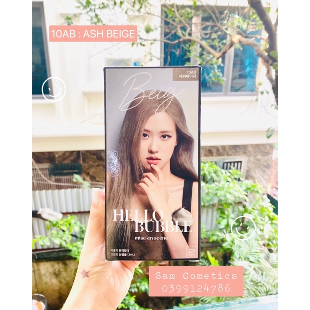 Thuốc Nhuộm Tóc Dạng Bọt Hello Bubble BlackPink màu 10AB Nâu Vàng Khói Mẫu Mới 2022