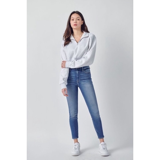 Quần Jeans Bò Nữ Dáng Skinny Lưng Cao CELLO Hàng Xuất Xịn Cao Cấp Chất Đẹp Nặng Tay Xanh Nhạt Wash