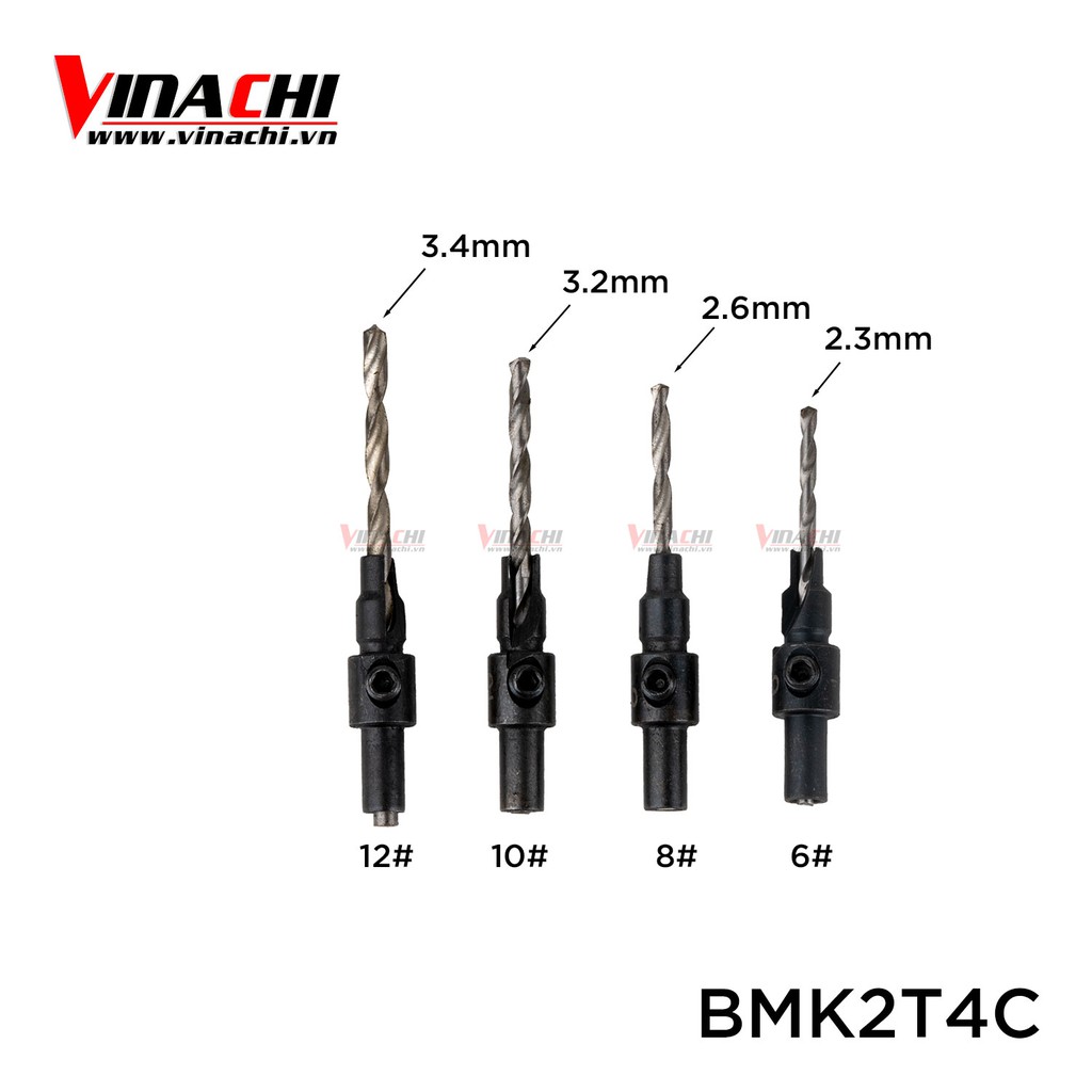 Bộ 4 Mũi Khoan 2 Tầng 6-8-10-12mm - Mũi Khoan 2 Tầng Chuyên Dụng Để Khoan Bắt Vít Gỗ Tạo Bề Mặt Phẳng