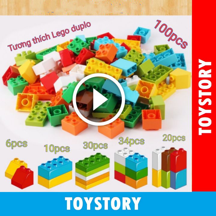 Bộ Lego 100 Gạch Như Hình - Tương Thích Lego Duplo - Bé Lắp Ráp Ghép Hình Thông Minh Trẻ Em