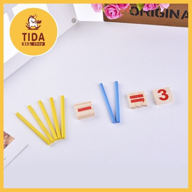 Đồ Chơi Toán Học Gỗ Gồm Số, Phép Tính Và Que Tính 4 Màu Giá Tốt - Đồ Chơi Gỗ TiDa Kids Shop