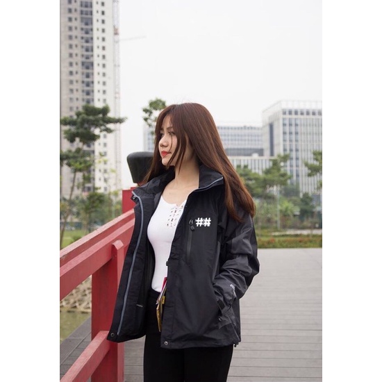 [CÓ BIG SIZE] Áo gió nam nữ 2 lớp The North Face chống thấm nước hàng xuất xịn màu đen cao cấp