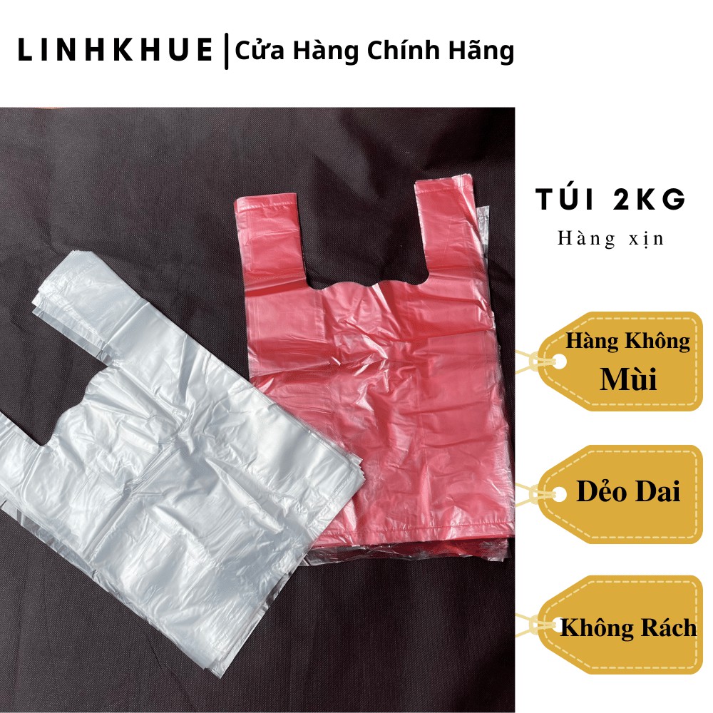 Túi Nilon Hai Quai - Đựng 2kg - Khổ 23 - Sp072 - Hàng Loại 1 - Không Mùi - Dẻo Dai - Không Rách