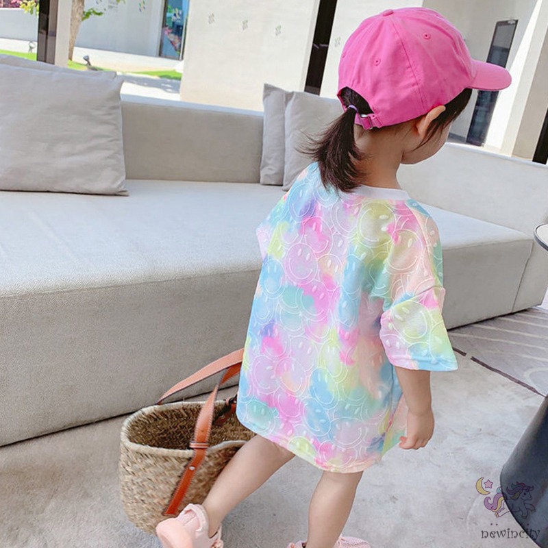 Đầm Bé Gái In Hoạ Tiết Graffiti Phong Cách Thời Trang Mùa Hè Hàn Quốc