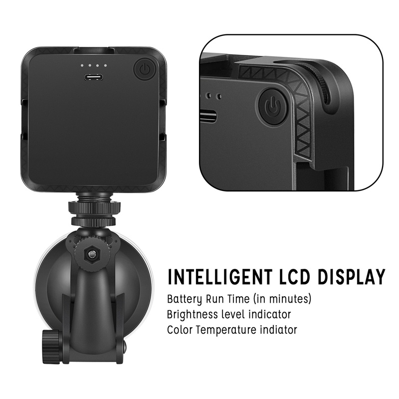 Đèn LED Chiếu Sáng Video 2500K-6500K Mini Có Cốc Hút Silicon Trang Điểm Đa Ứng Dụng