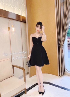 Đầm cúc phối tay voan