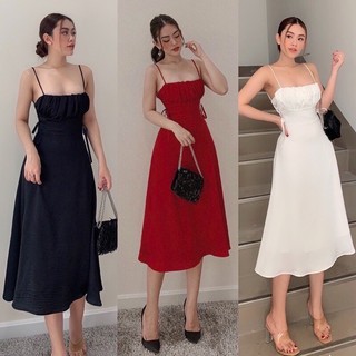 Đầm 2 dây❤️hình thật 100%❤️đầm dự tiệc 2 dây xếp li ngực