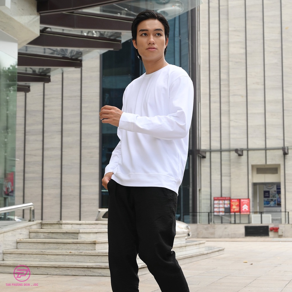 👋🤘  cao cấp, áo thun Sweater, áo thun cotton 100% form rộng cao cấp Tân Phương màu trắng