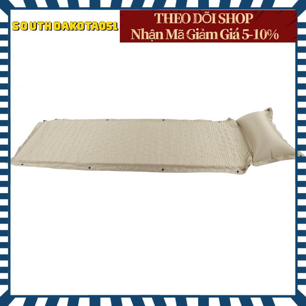 Southdakota051 Đệm ngủ Kaki tự thổi phồng không thấm nước Nệm cắm trại Polyester Pongee dày bền để ngoài trời