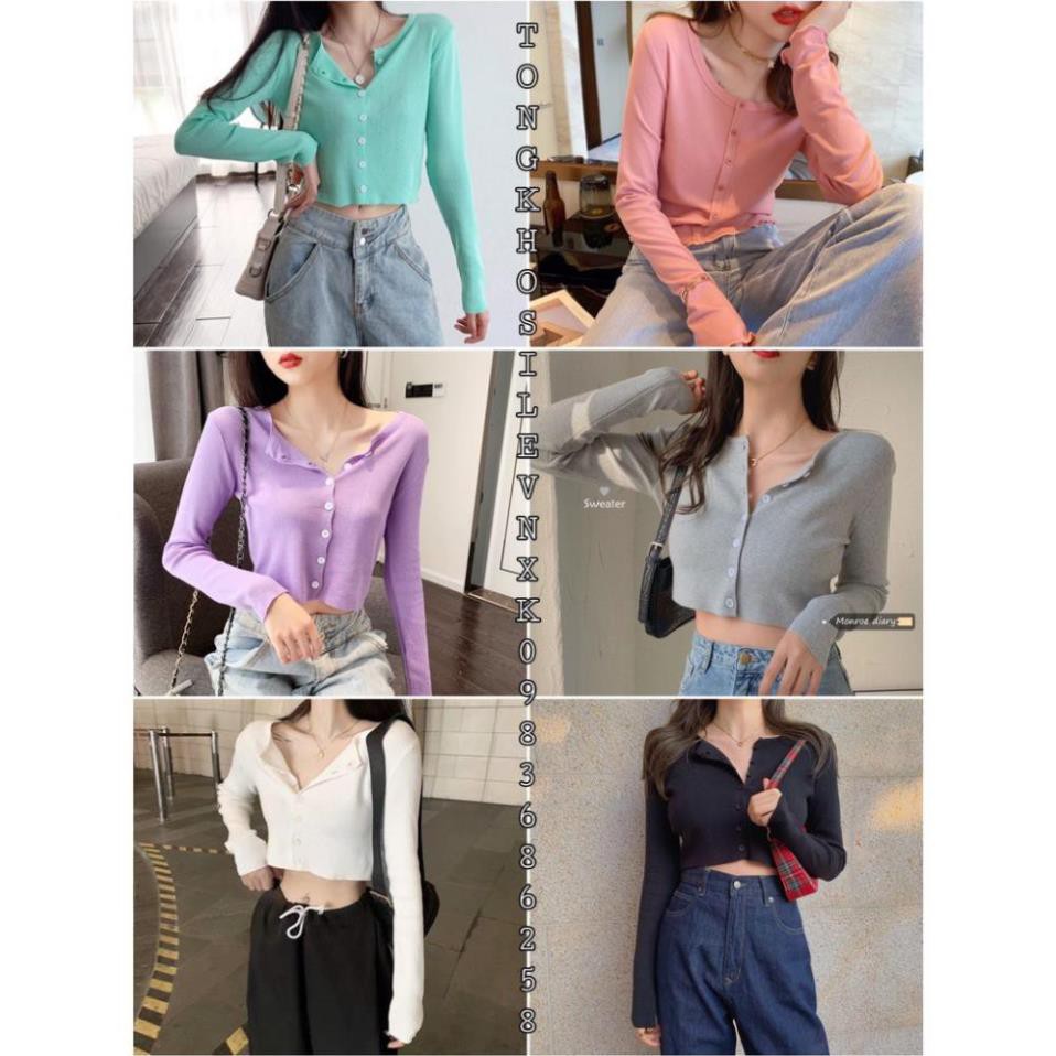 Áo Croptop YAN Tay Dài Nữ - Áo len gân mỏng dài tay croptop phong cách Hàn Quốc - ÁO CARDIGAN dáng Ngắn CRT