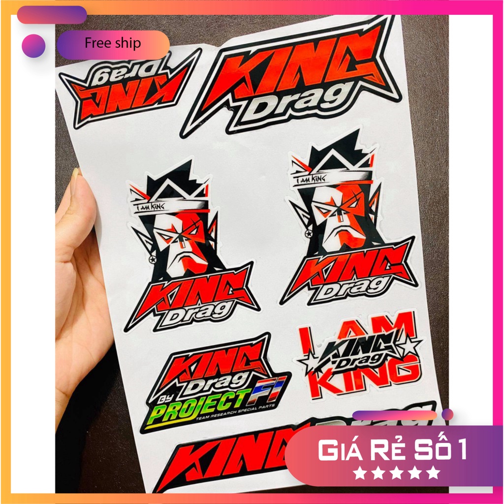 HCM DDXM-V12-62 TEM NỔI HÌNH CON KHỈ KINGDRAG, DECAL TRANG TRÍ XE, TEM DÁN XE MÁY, STICK NỔI ĐỒ CHƠI XE MÁY GIÁ SỈ