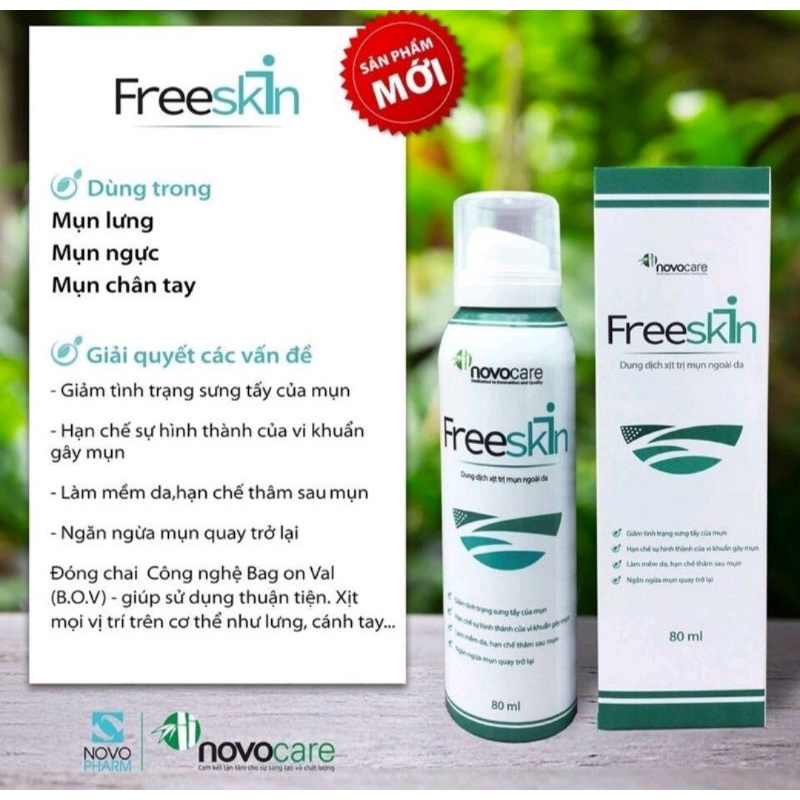 Xịt mụn lưng, ngực, mông FreeSkin ⚡ Bán chạy ⚡ Chai 80ml Giúp giảm mụn, mờ thâm, sáng da