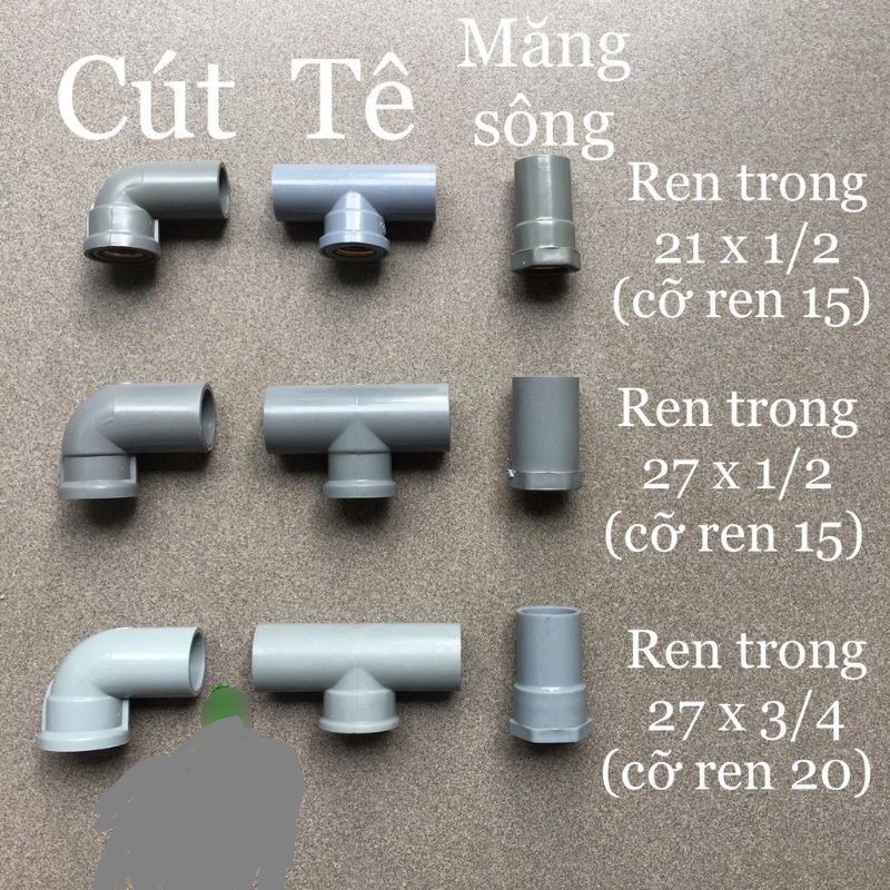 Góc ren, nối ren, tê ren đồng 21 27