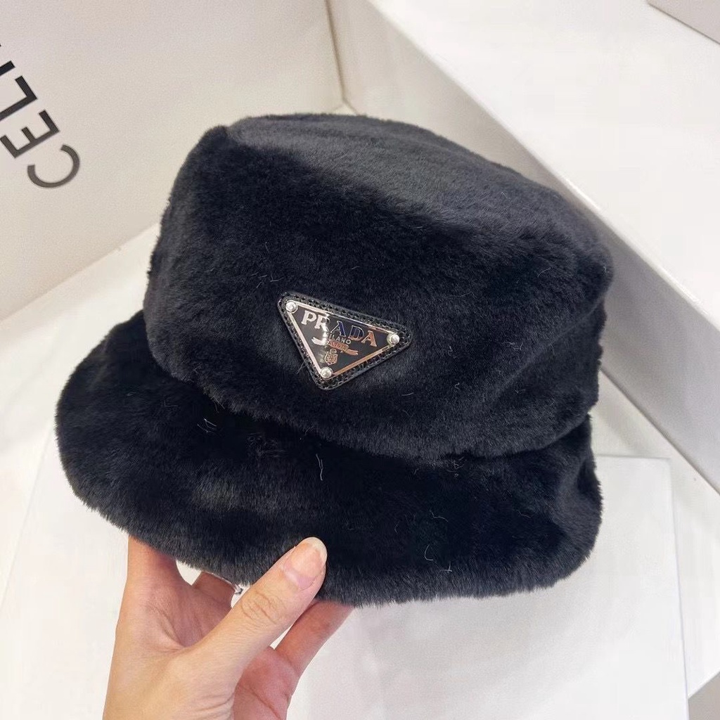Nón Tai Bèo Prada Phối Lông Ấm Áp Cá Tính Cho Nam Nữ Mùa Thu Đông