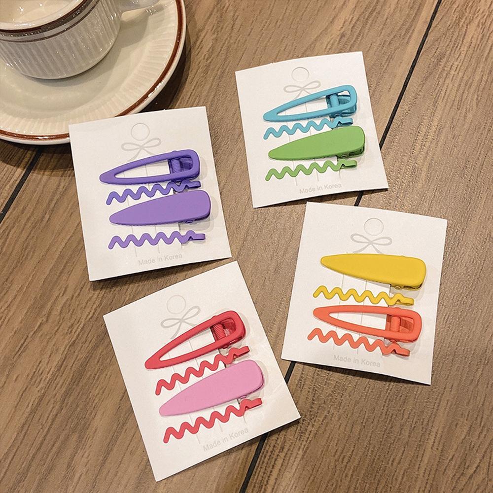 Set Kẹp Tóc Đính Đá Hình Giọt Nước Nhiều Màu Sắc Phong Cách Hàn Quốc