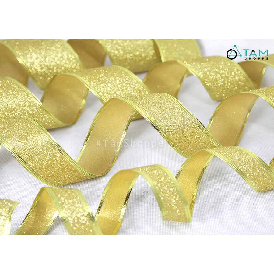 Ruy băng kim tuyến viền kẽm nhiều màu nhiều cỡ  RB-07 TAN