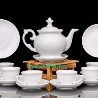 Bộ ấm chén trắng MINH LONG Bát Tràng