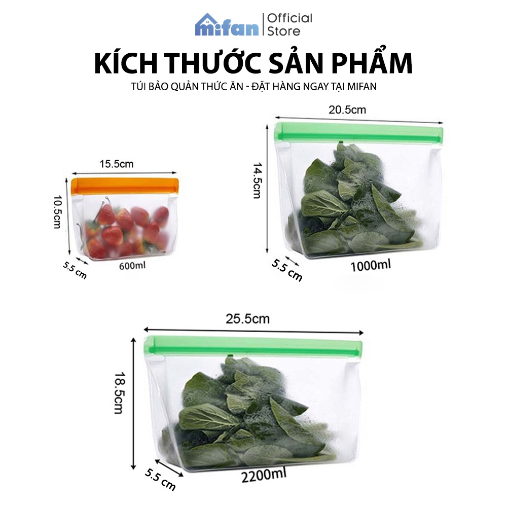 Túi Đựng Thực Phẩm Nhựa Peva Cao Cấp MIFAN - 2 lớp khoá zip bảo quản thức ăn, đồ khô, tươi sống trong tủ lạnh - An toàn