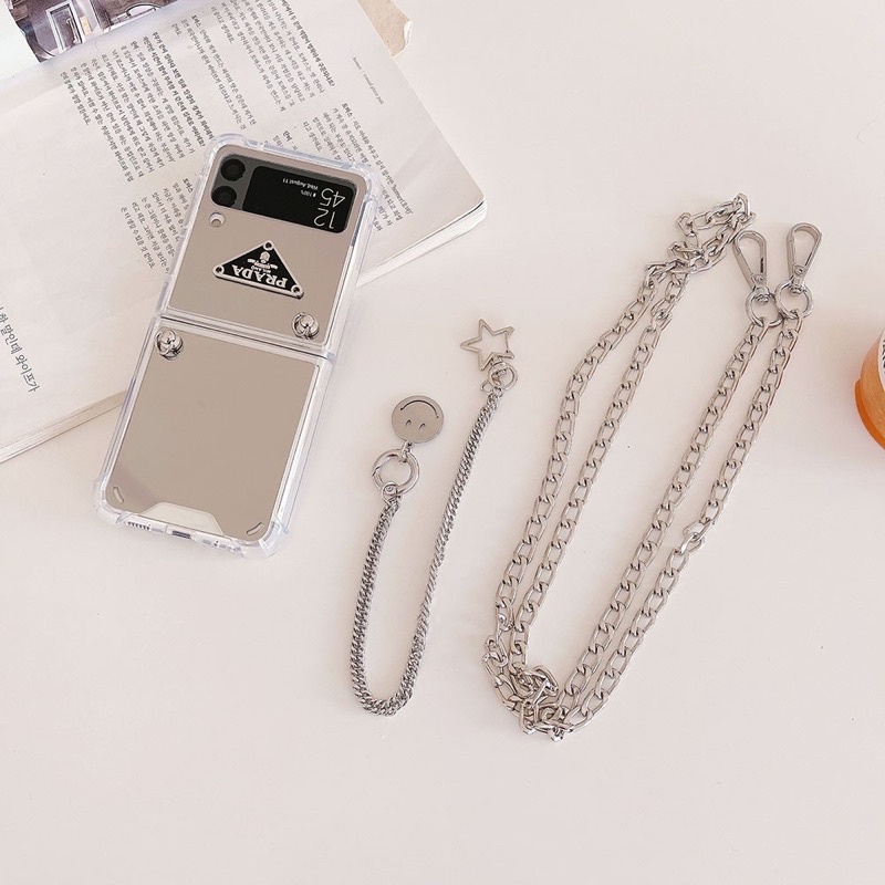 Ốp Điện Thoại Mặt Gương Có Dây Đeo Cho Samsung Galaxy Z Flip 3 5G and Z Flip 4 Z Flip3 ZFlip3 ZFlip 3 Z Flip4 ZFlip4