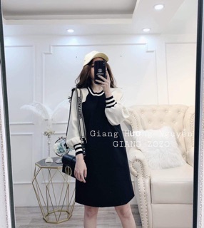 Bán sỉ váy đen suông phối tay