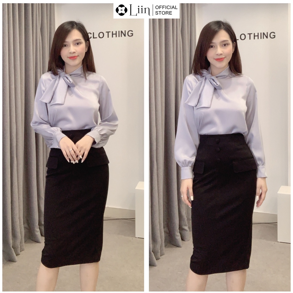 Chân váy công sở, juyp đen 3 cúc bọc thiết kế trẻ trung mặc tôn dáng, dễ mix đồ Liin Clothing J4265
