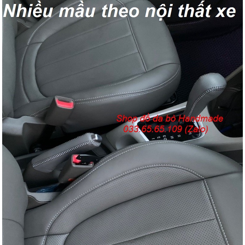 Bọc da cần số phanh tay Kia morning số tự động  da bò 100%, bảo hành 12 tháng