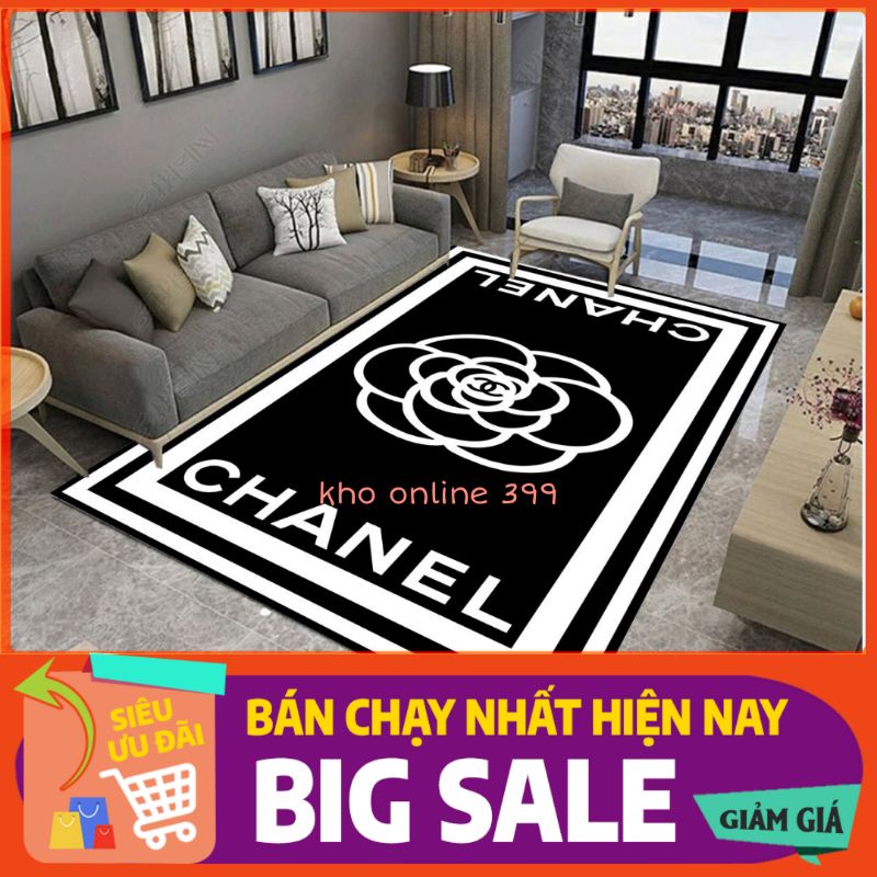 RẺ VÔ ĐỊCH  Thảm trải sàn bali 5D mẫu chanel, thảm trải sàn lì mẫu thương hiệu 1m6x2m3 trang trí nhà cửa