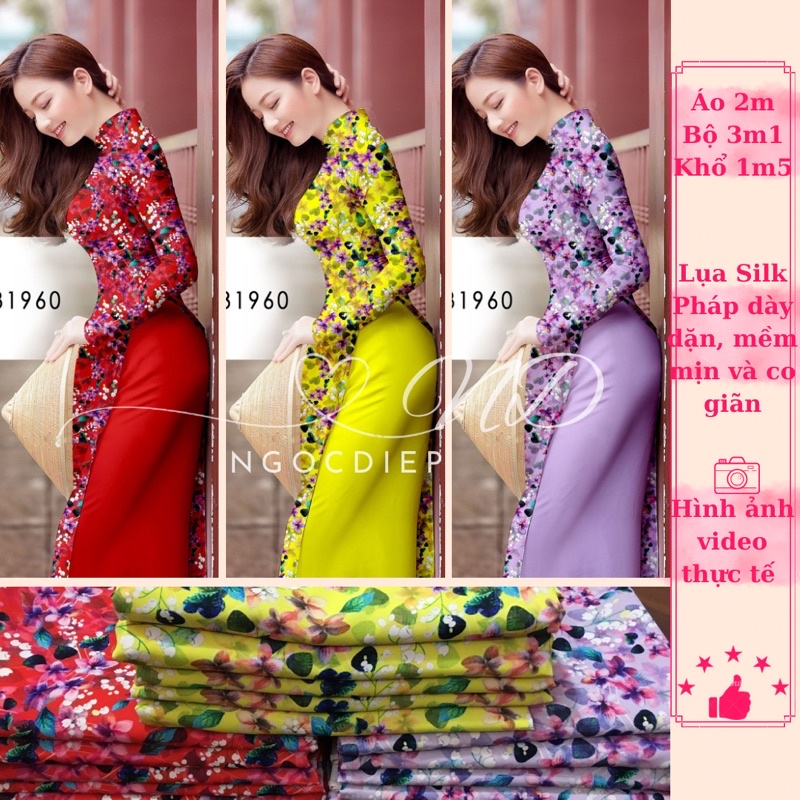 Vải Áo Dài Lụa Silk Pháp Hoa 3D đều
