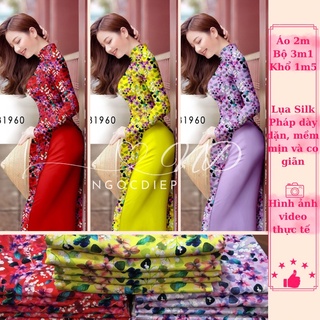 Vải áo dài lụa silk pháp hoa 3d đều