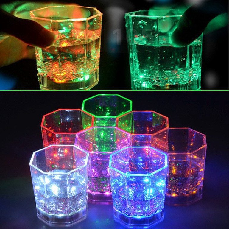 Cốc uống nước đèn Led phát sáng nhiều màu-Cốc phát sáng đổi màu cảm ứng size to an toàn mới đẹp