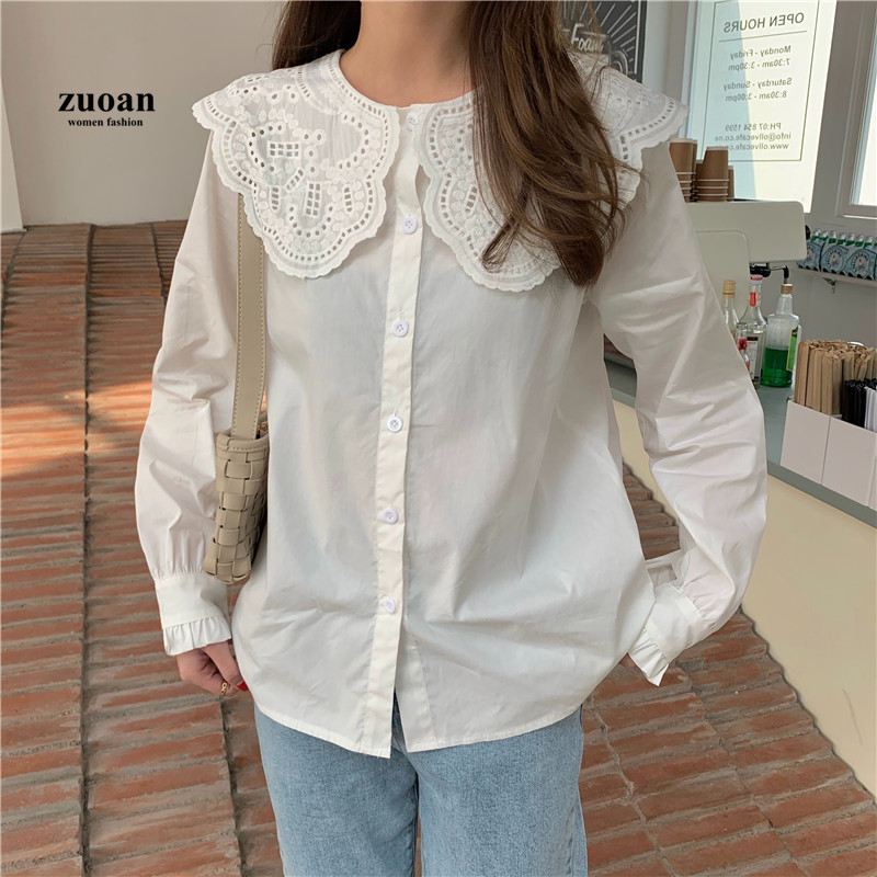 SUXI Áo Sơ Mi Tay Dài Thêu Hoa Thời Trang Retro Cho Nữ