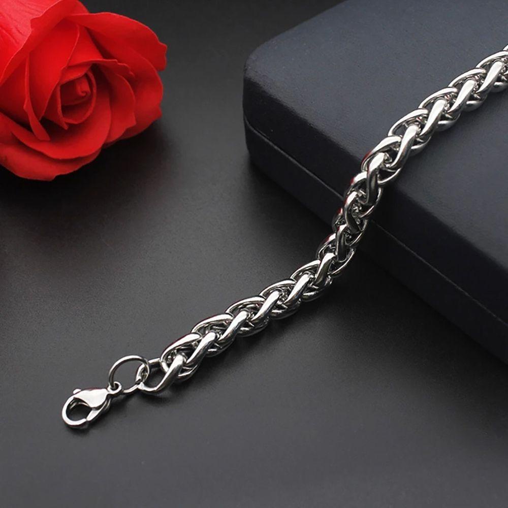 Vòng Tay Dây Xích Bằng Thép Không Gỉ Kiểu Hàn Quốc Cổ Điển Cho Nam &amp; Nữ Back2Li