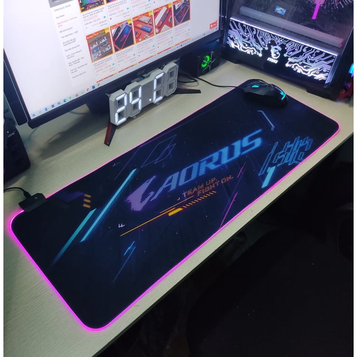 Mouse Pad, Bàn Di Chuột, Lót Di Chuột Led RGB Aorus Version 2 Sáng Viền