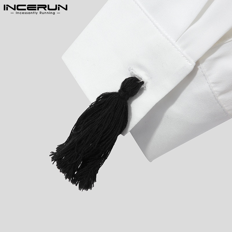 INCERUN Áo Choàng Dài Kaftan Hồi Giáo Tay Dài In Hình Bướm Cổ Điển Có Khóa Kéo Cho Nam