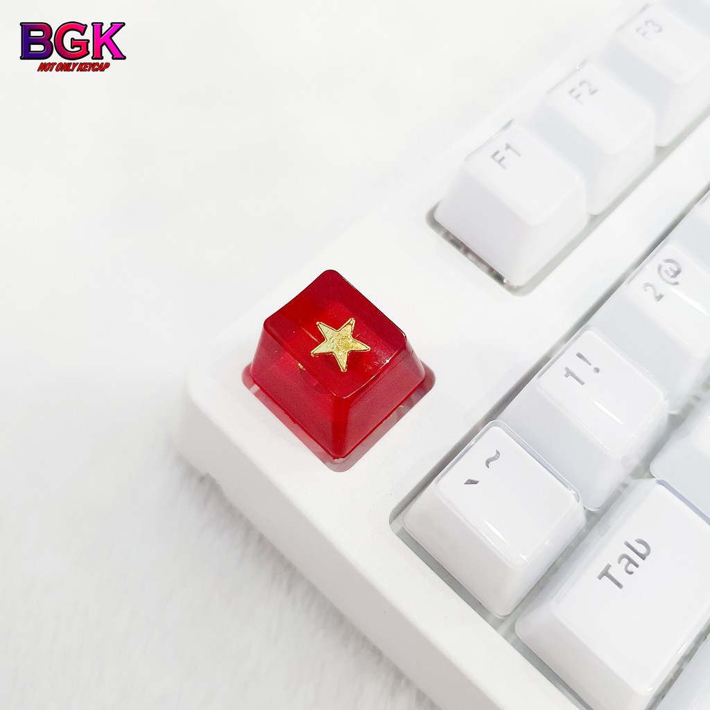 Keycap Lẻ cờ đỏ sao vàng hình lá cơ Việt Nam OEM profile ( keycap resin độc lạ )( Keycap Artisan )