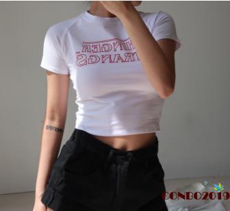 Áo Croptop Ngắn Tay In Chữ Phong Cách Trẻ Trung Cá Tính Dành Cho Nữ
