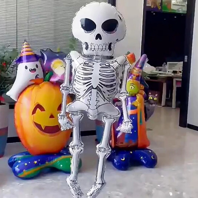 1 Bong Bóng Lá Nhôm Hình Bộ Xương Người Trang Trí Halloween