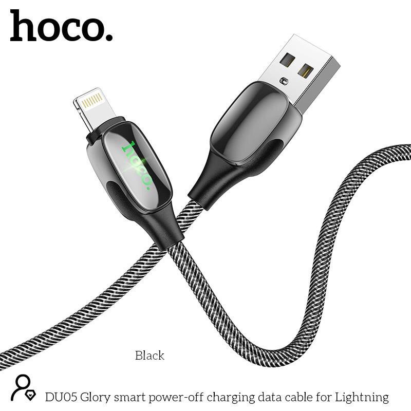 Dây Cáp Sạc Tự Ngắt Thông Minh Hoco DU05 Lightning Iphone Dài 1M.