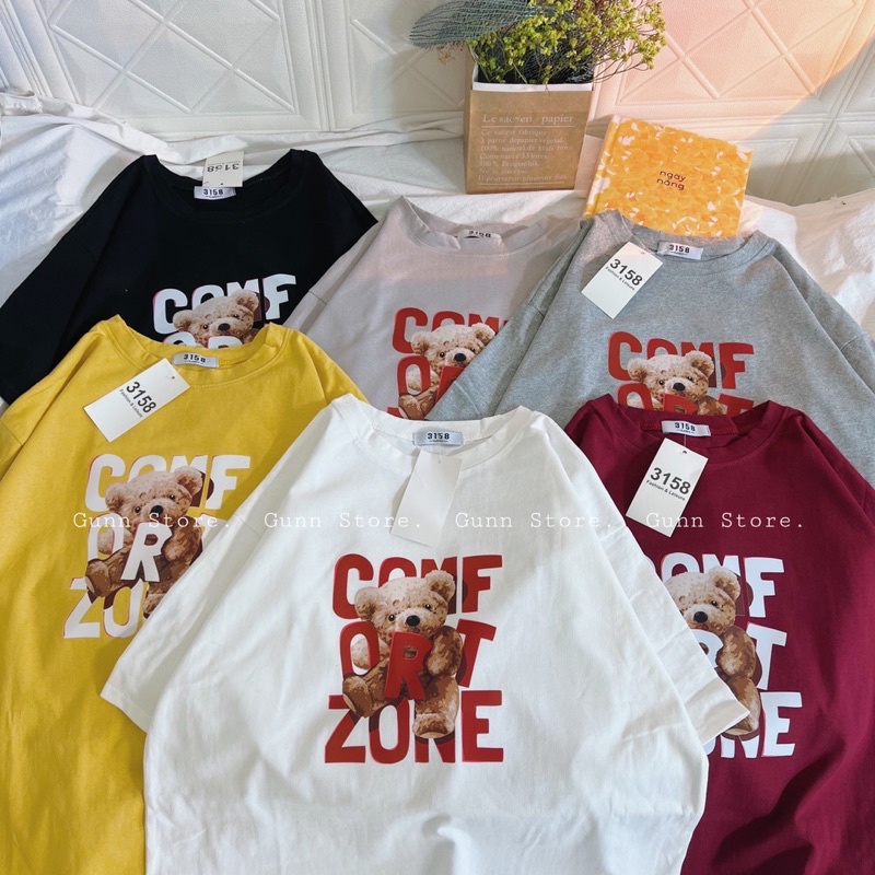 Áo Thun 3158 In Gấu COMFORTZONE Form Rộng Chất Cotton Khô Loại 1, Thoáng Mát, Thấm Hút Mồ Hôi - GUNN