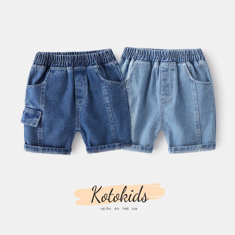 Quần Jean cho bé WELLKIDS quần short Jean họa tiết túi hộp chất bò mềm KZ3206