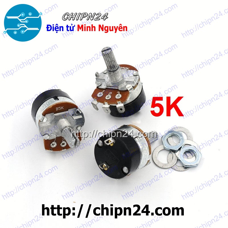 (F48) Volume WH138 5K 502 (Chiết áp công tắc, Biến trở máy nước nóng, đường kính 24MM)