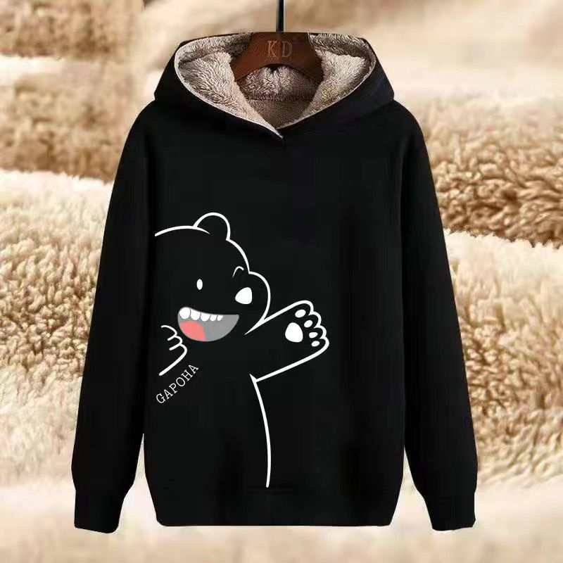 Hàng Có Sẵn Miễn Phí Vận Chuyển Áo Khoác Hoodie Lông Cừu Dày Dặn Ấm Áp Tay Dài Có Mũ Trùm Chống Lạnh Phong Cách Hàn Quốc Cho Nam